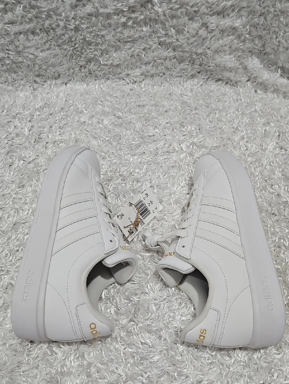 Adidas White Leather Grand Court Sleek White Sneakers - Picture 5 of 10